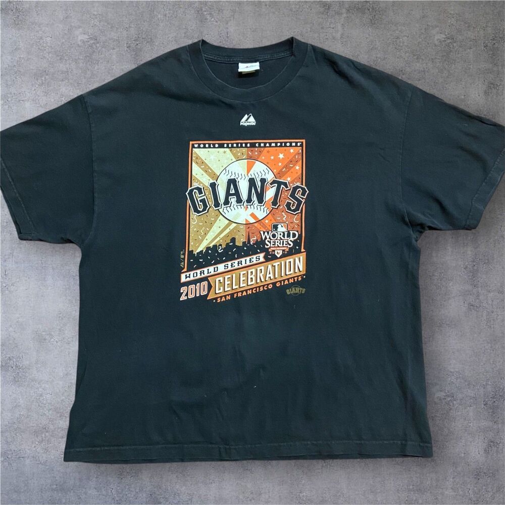 Majestic MLB San Francisco Giants 2010 World Series Black T-Shirt Men's Size 2XL